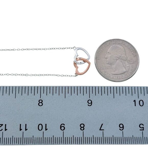 Footnote Sterling Silver Two Tone Cubic Zirconia Intertwined Heart Necklace - Picture 5 of 5